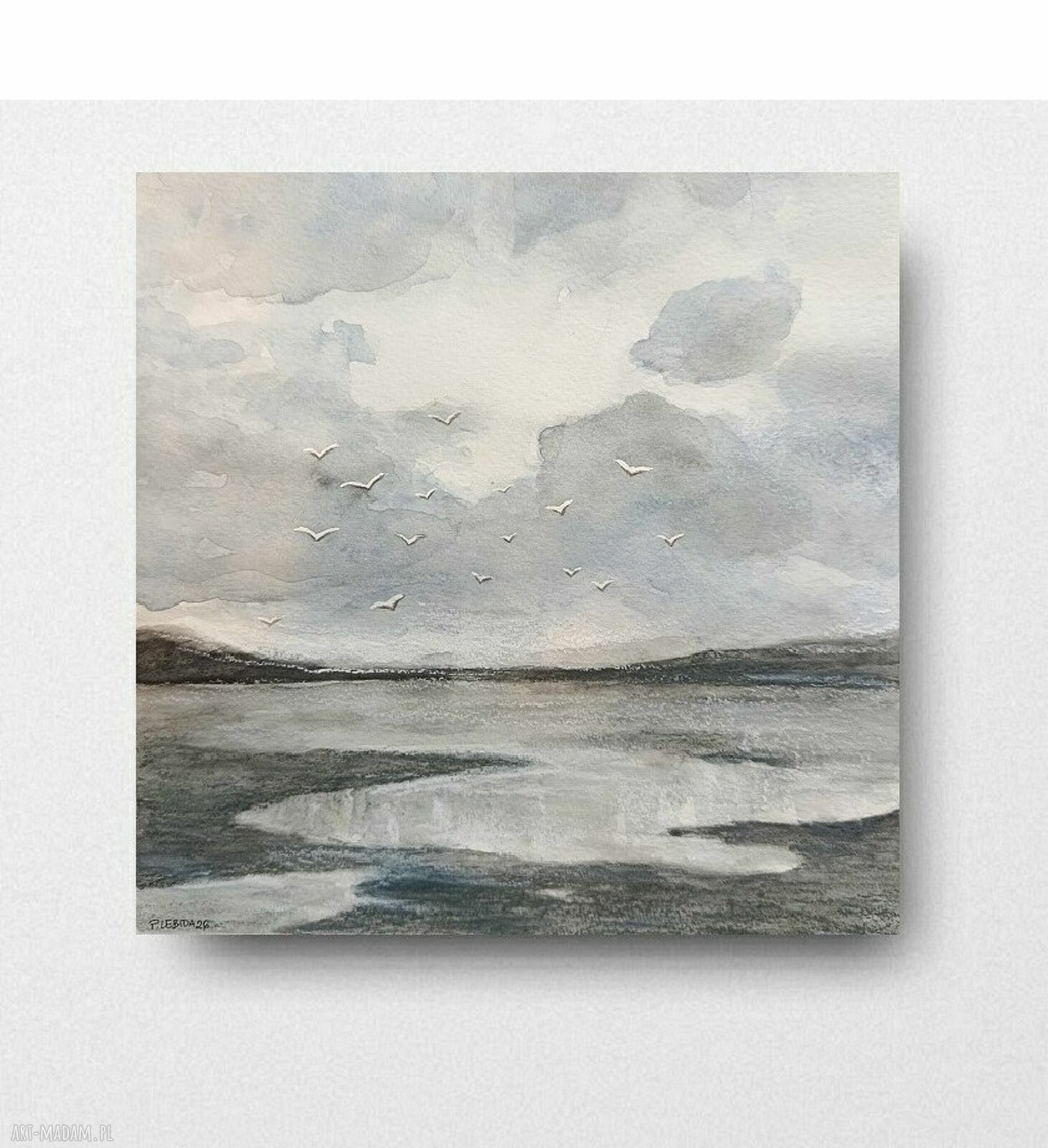 Nad Morzem - akwarela 25x25 cm kwadrat Paulina Lebida