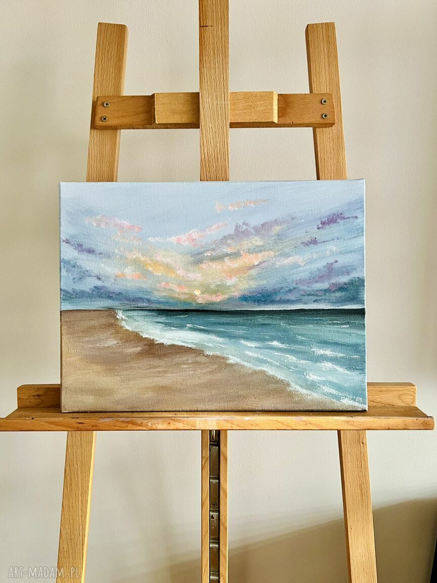 Nad Morzem II - obraz nadmorski namalowany akrylami 30x40 cm, gotowy do zawieszenia
