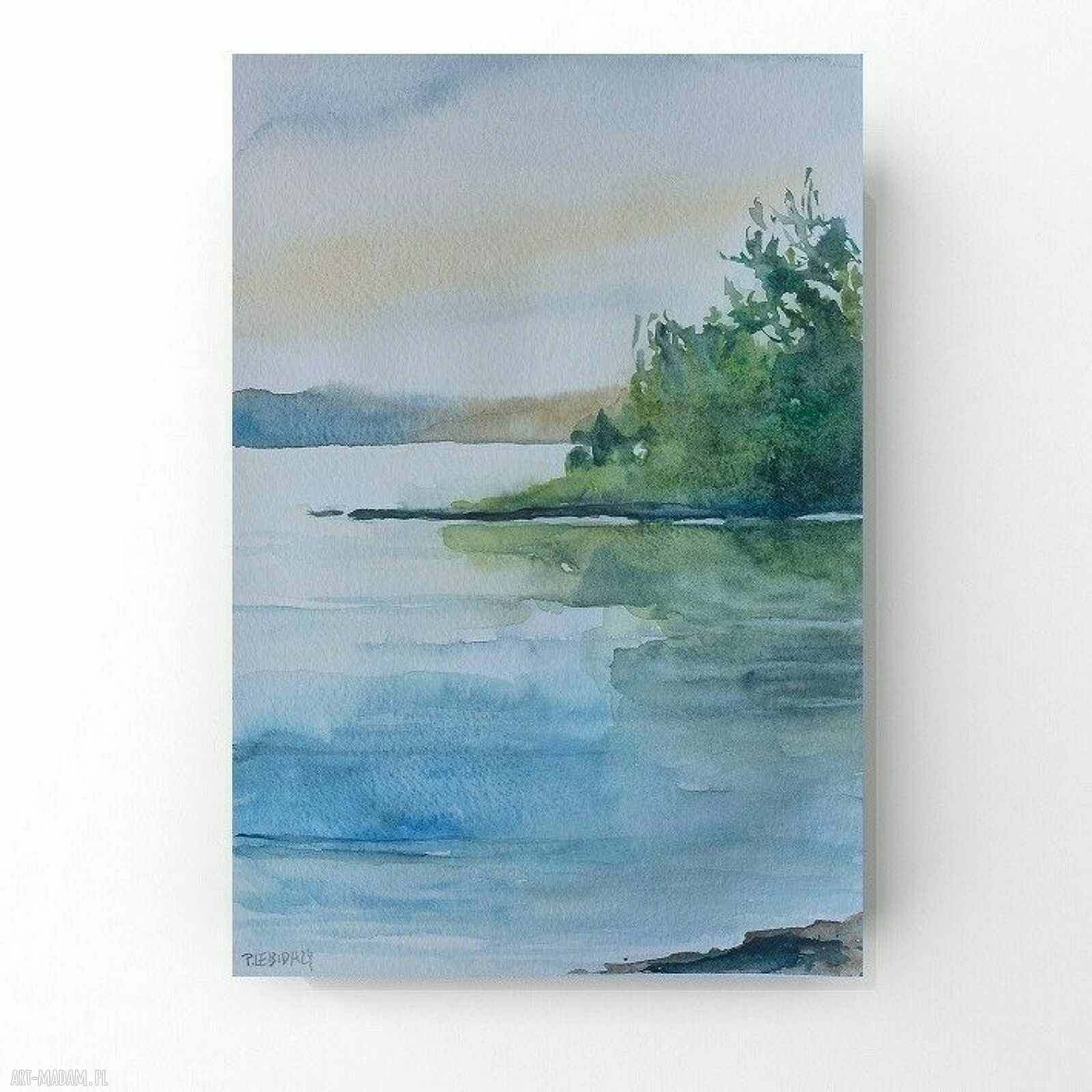 Nad Wodą - oryginalna akwarela 25x18 cm pejzaż