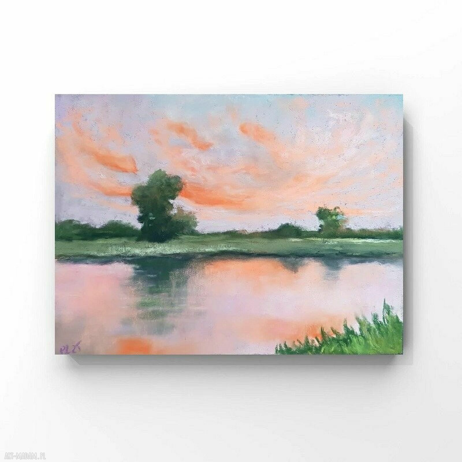 Nad Wodą - pejzaż pastelami suchymi, 18 x 24 cm