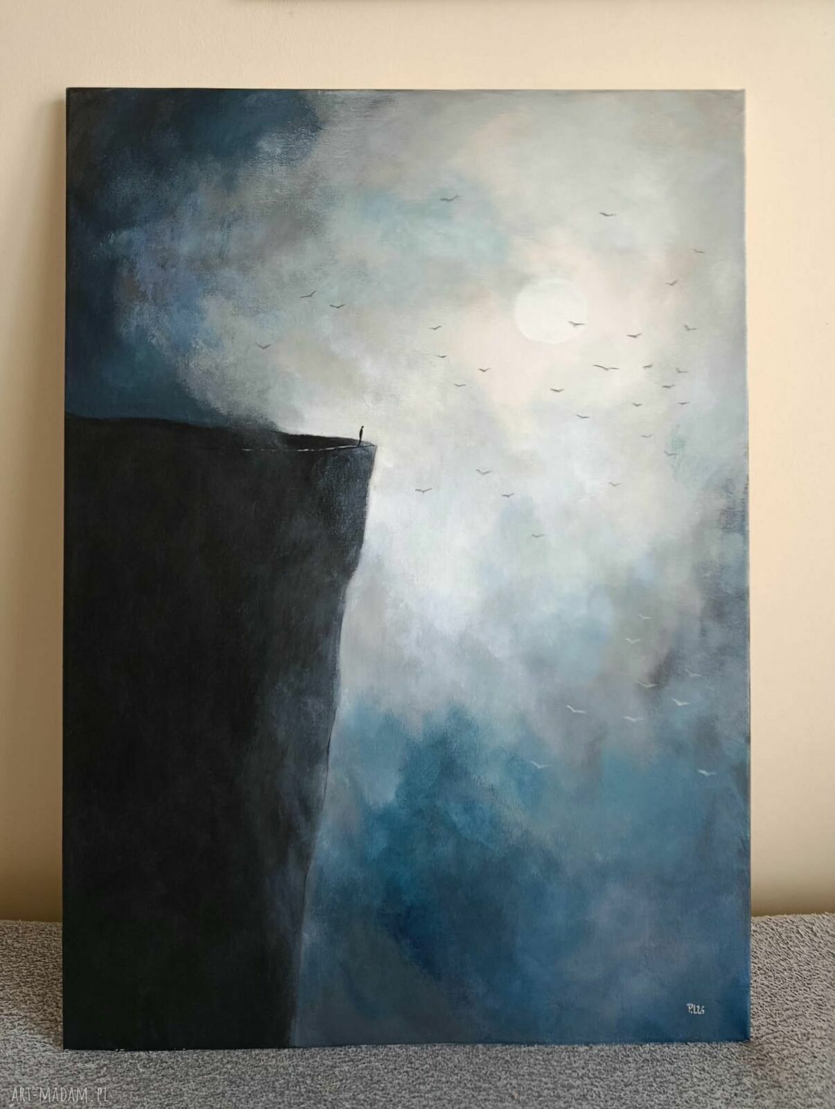 Nad ziemią - oryginalny obraz akrylowy na płótnie 70 x 50 cm