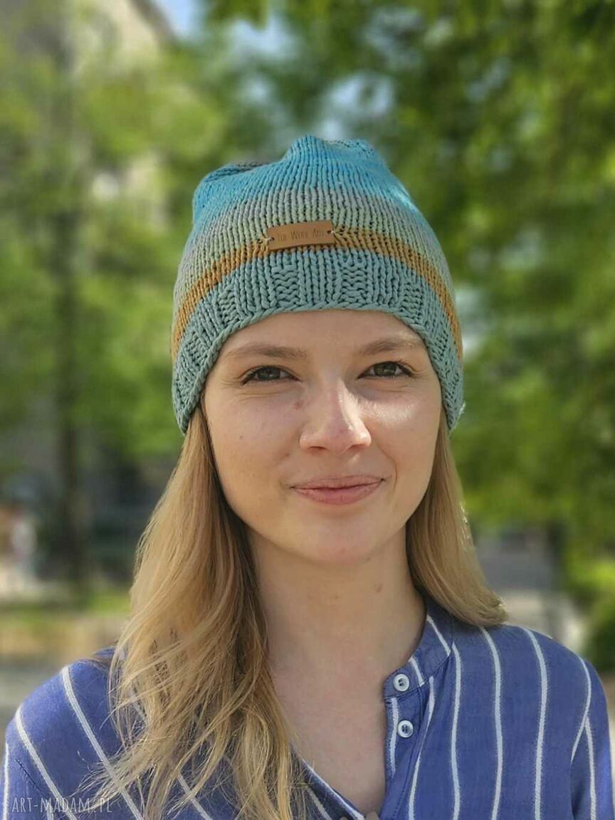 czapka prezent nagłowę letnia drutach bawelniana
