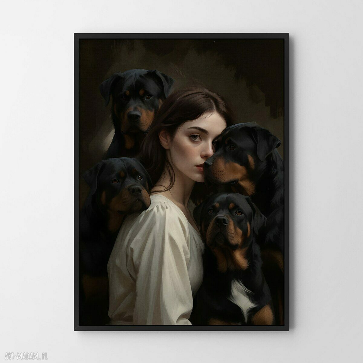 Plakat Najlepsi przyjaciele - dziewczyna i psy 50x70 cm Hogstudio