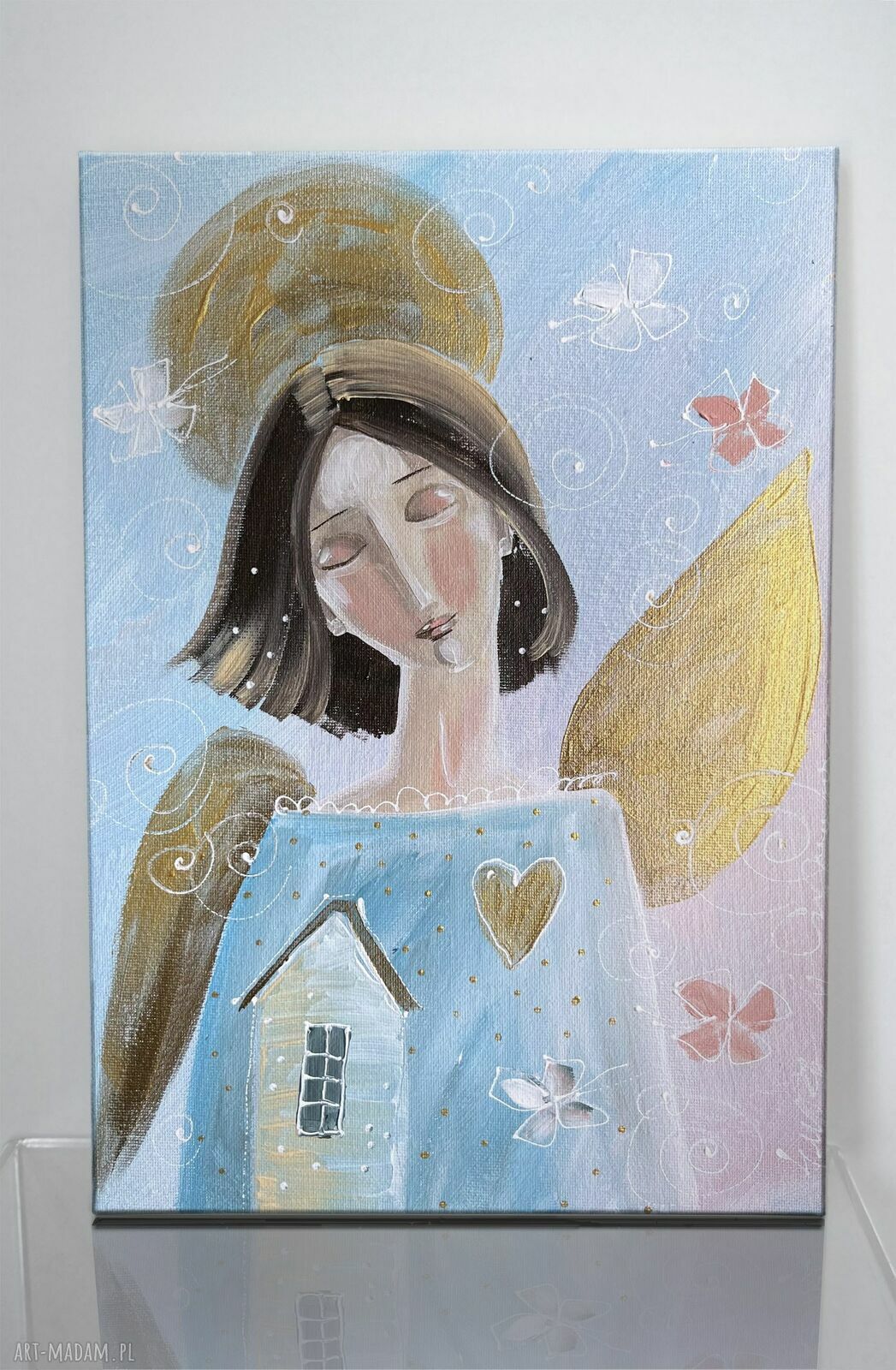 „Najważniejsze, gdzie stoi twój dom” - obraz giclee na płótnie Canvas (anioł stróż)