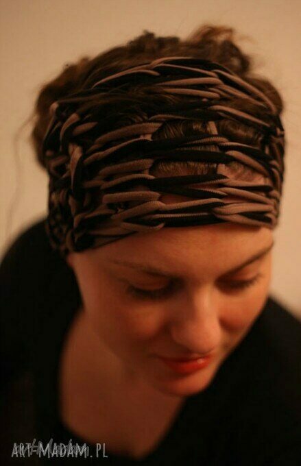 Brązowa opaska damska handmade Ruda Klara - gdy tracę grunt