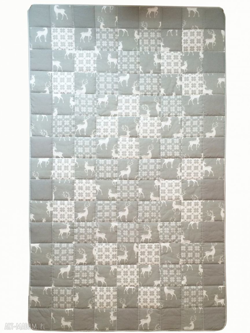 Narzuta Grey Deer 115x195 cm patchwork - komplet Majunto