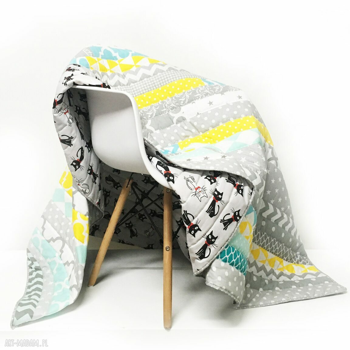 Narzuta patchwork GREY and MINT 158x195 cm