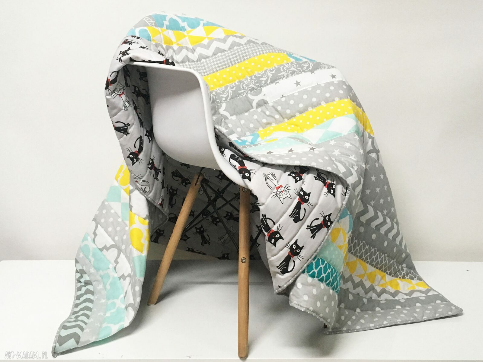 Narzuta patchwork GREY and MINT 158x195 cm