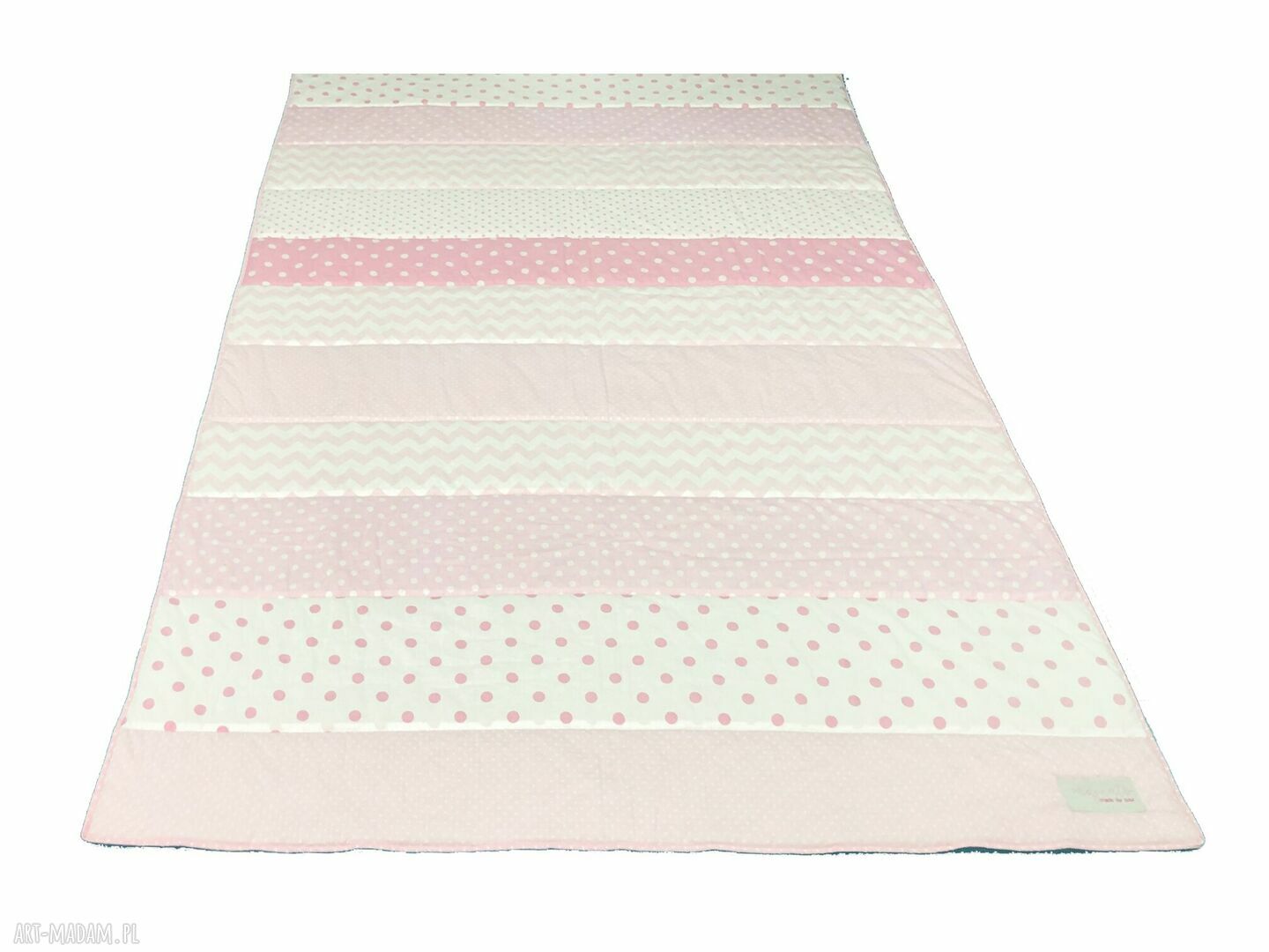 Narzuta patchworkowa w paski w odcieniach różu 145x220 cm dla dziewczynki