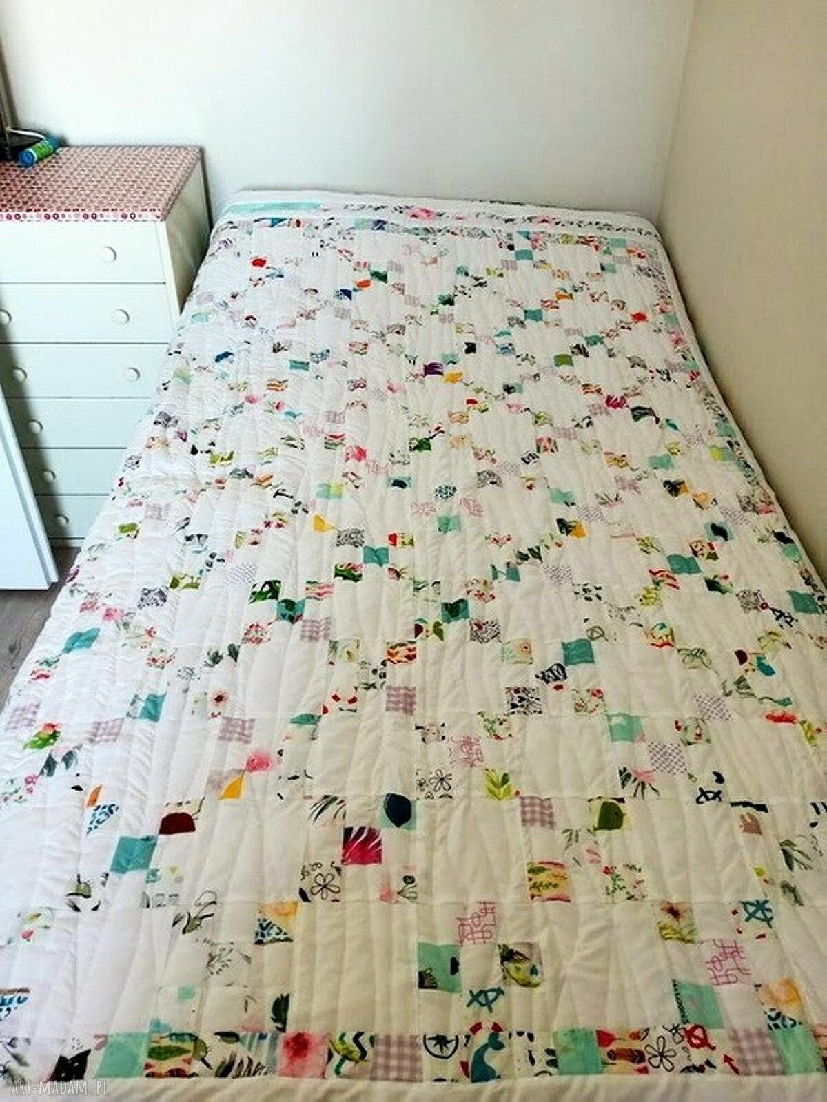 Narzuta, pled, patchwork, dwustronna 140x200 bawełna, ocieplina 150