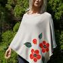 handmade poncho beżowe ponczo z wzorem filcowym