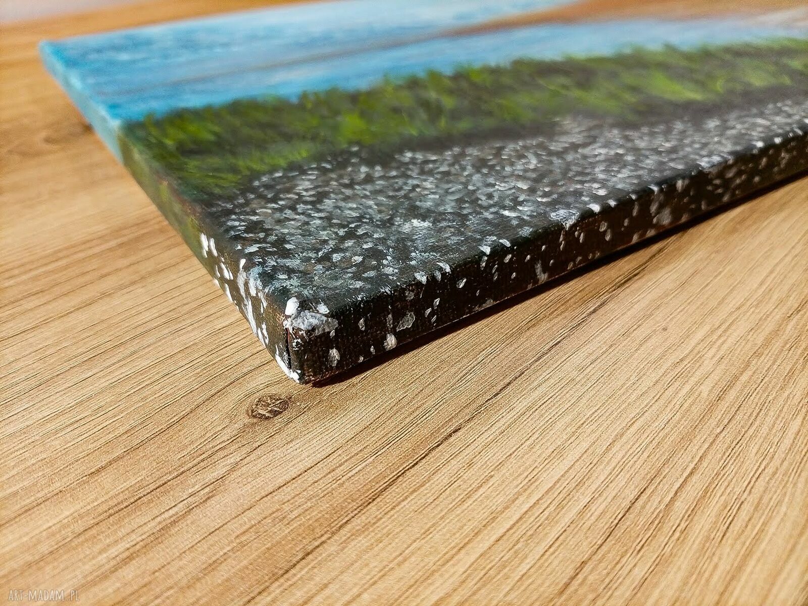 Nastrojowy pejzaż „Złociste odbicie” - obraz akrylowy na płótnie 30x40 cm