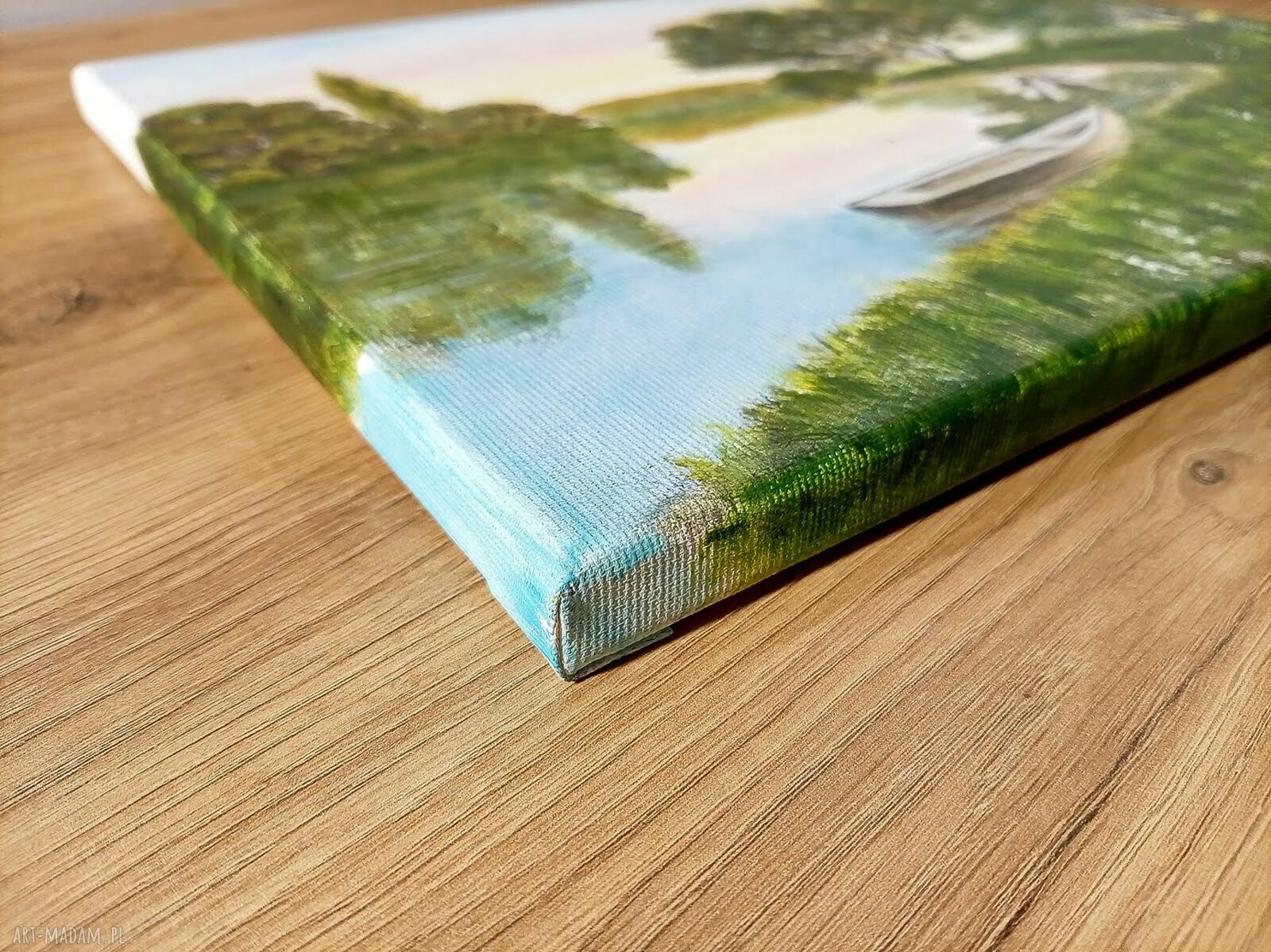 Nastrojowy pejzaż akrylowy „Cicha przystań” 30x40 cm na płótnie