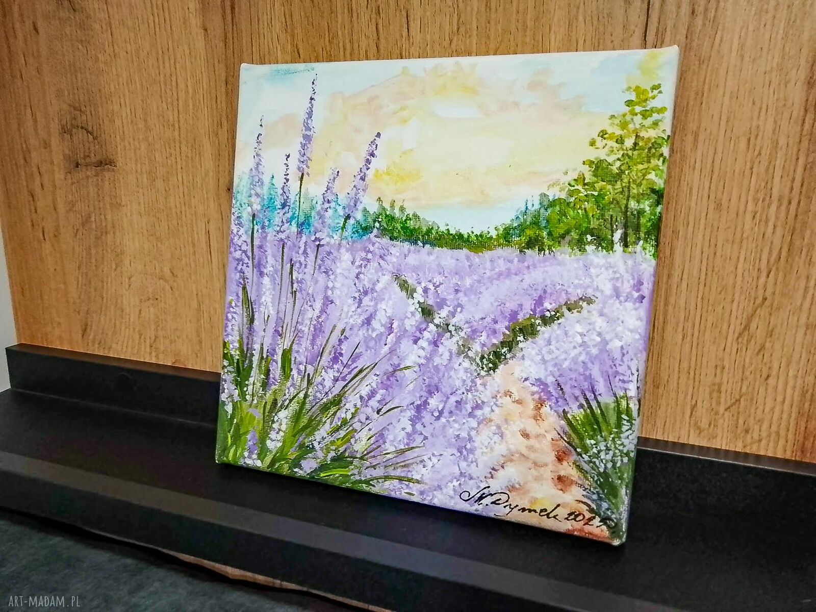 Nastrojowy pejzaż „Prowansalski Poranek” - obraz akrylowy 20x20 cm na płótnie