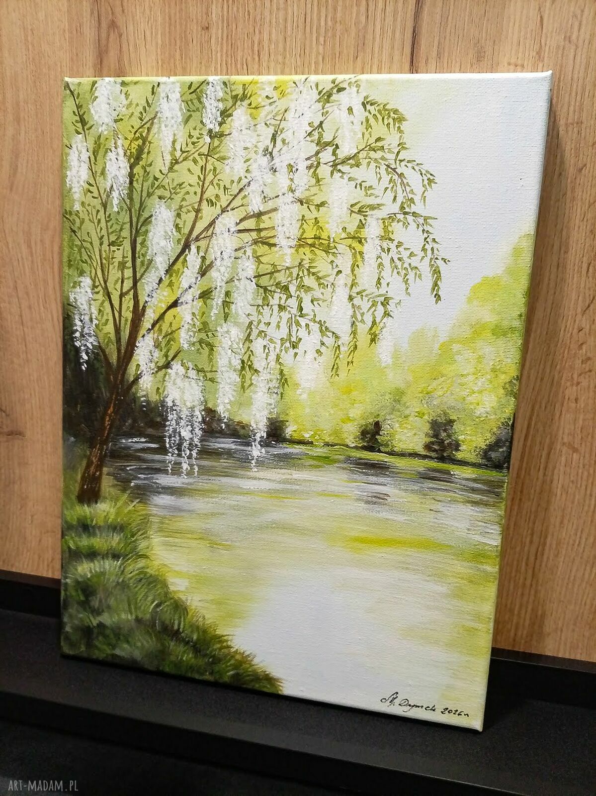 Nastrojowy pejzaż akrylowy na płótnie „Bezszelestna cisza” 40x30 cm