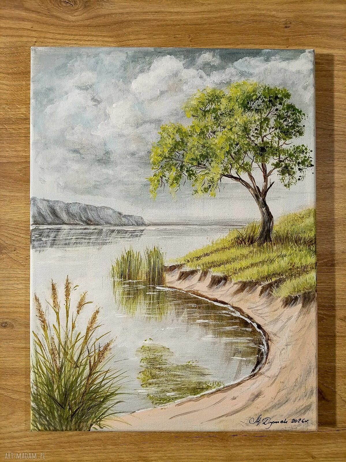 Nastrojowy pejzaż malowany na płótnie „Nostalgiczna melancholia” 40x30 cm