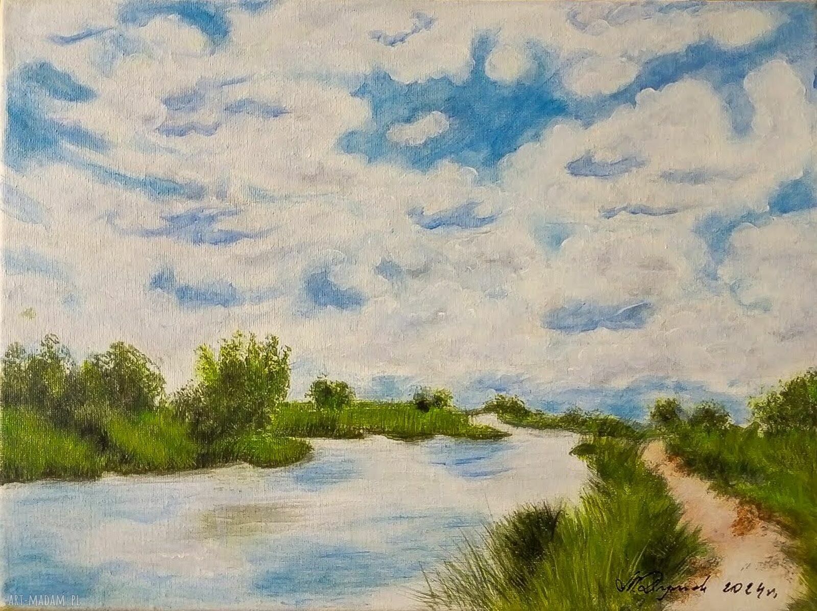 Nastrojowy pejzaż "Taniec chmur" - obraz akrylowy 30x40 cm