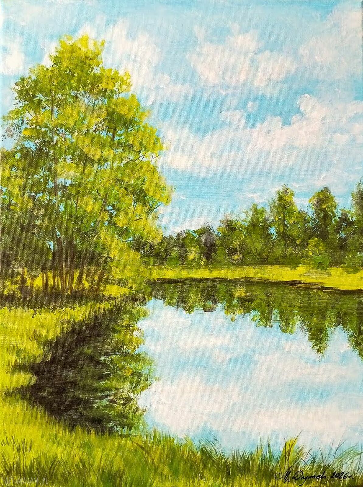 Nastrojowy pejzaż akrylowy „Zwierciadło natury” - obraz na płótnie 40x30
