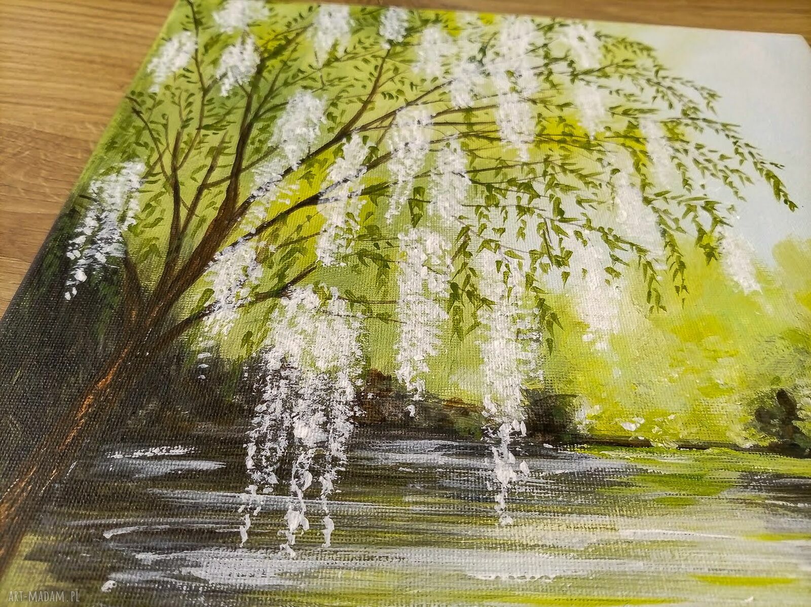 Nastrojowy pejzaż akrylowy na płótnie „Bezszelestna cisza” 40x30 cm