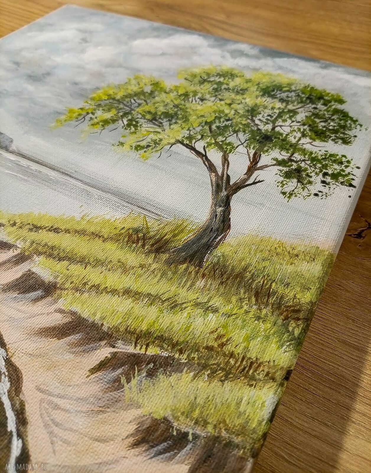Nastrojowy pejzaż malowany na płótnie „Nostalgiczna melancholia” 40x30 cm