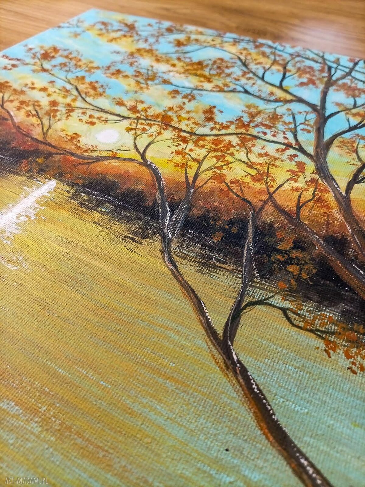 Nastrojowy pejzaż akrylowy na płótnie 40x30 cm - Romantyczne refleksy