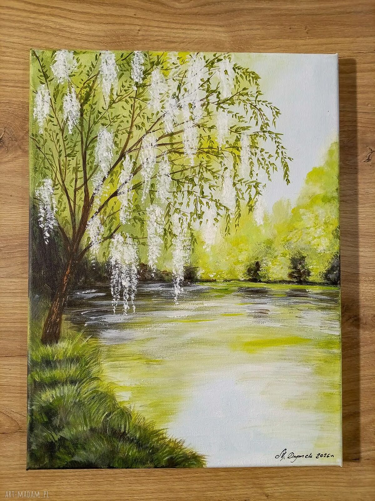 Nastrojowy pejzaż akrylowy na płótnie „Bezszelestna cisza” 40x30 cm