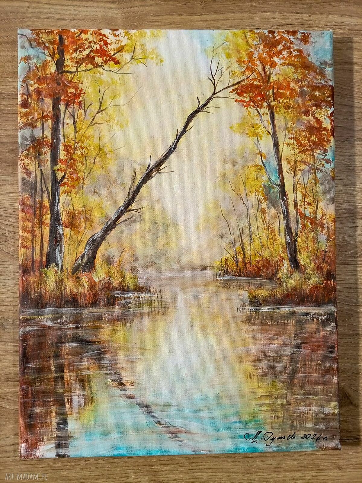 Nastrojowy pejzaż na płótnie „Ukłon ku wodzie” 40x30 cm