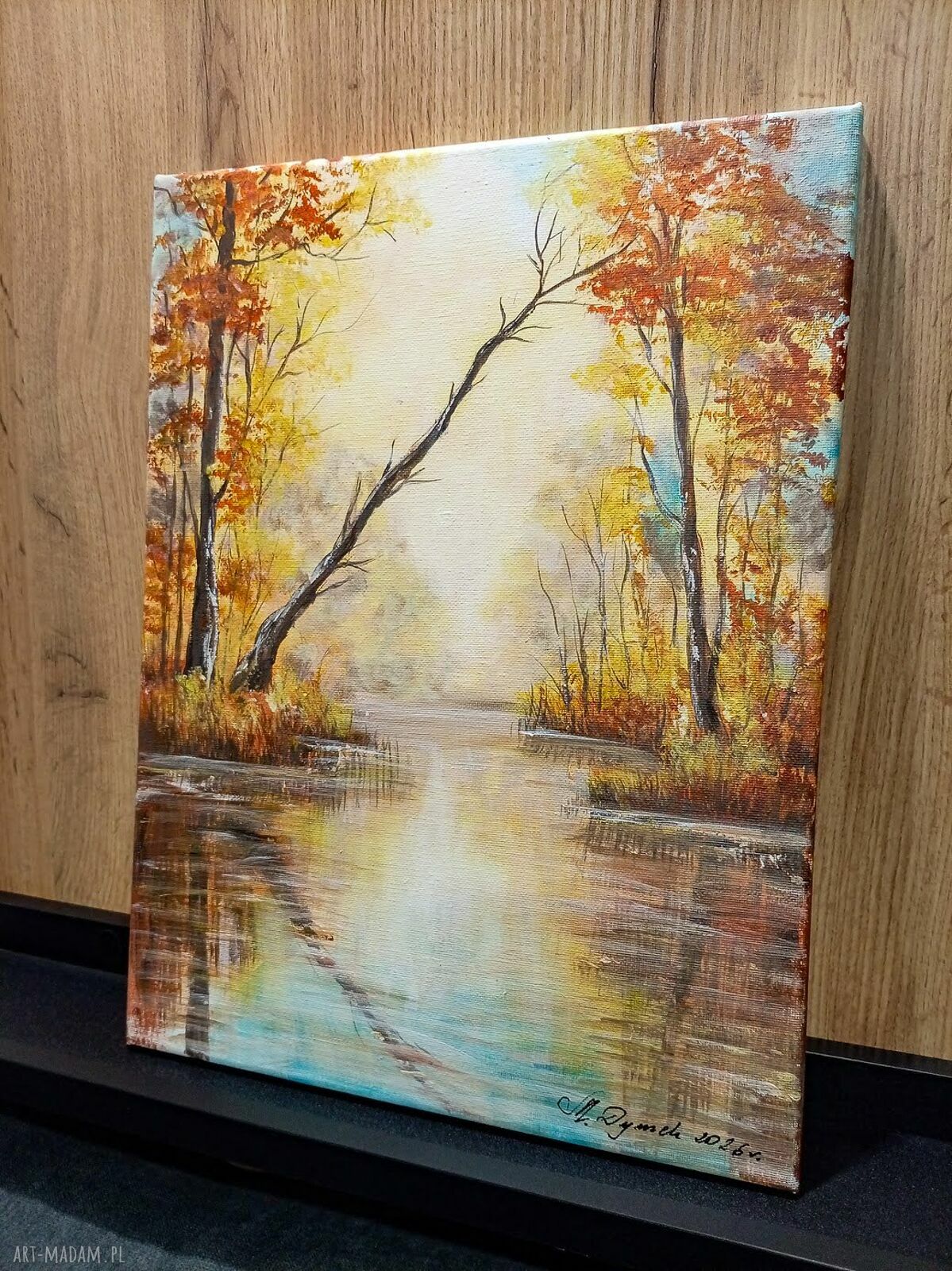 Nastrojowy pejzaż na płótnie „Ukłon ku wodzie” 40x30 cm