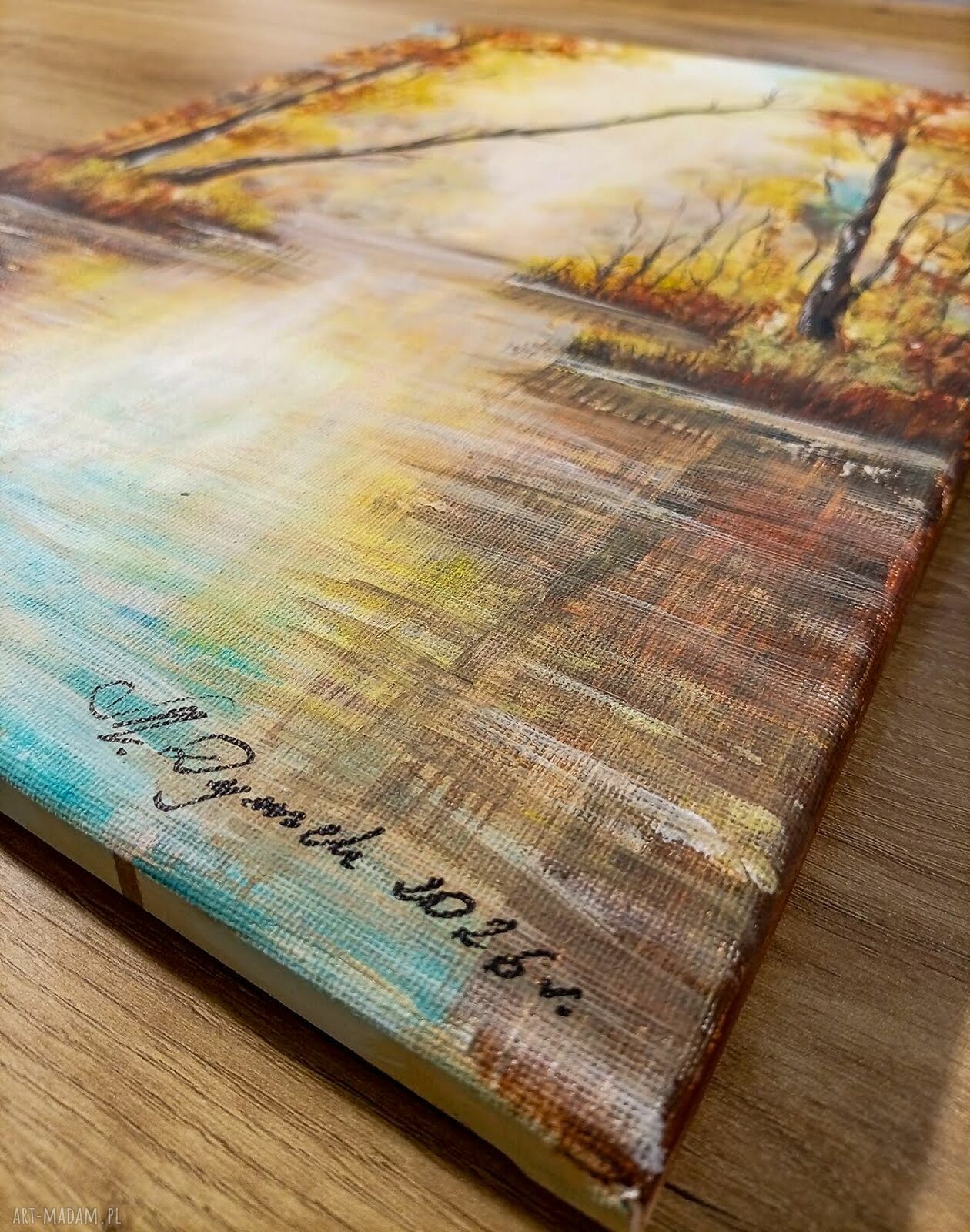 Nastrojowy pejzaż na płótnie „Ukłon ku wodzie” 40x30 cm
