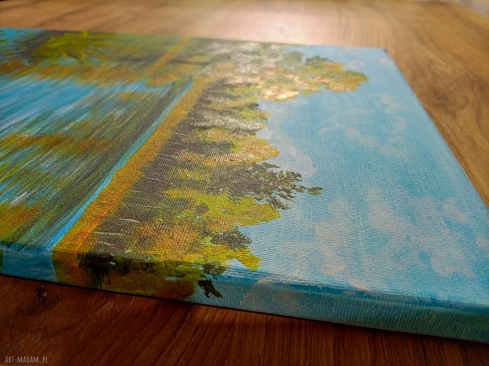 Szum szuwarów - nastrojowy pejzaż akrylowy na płótnie 40x30 cm
