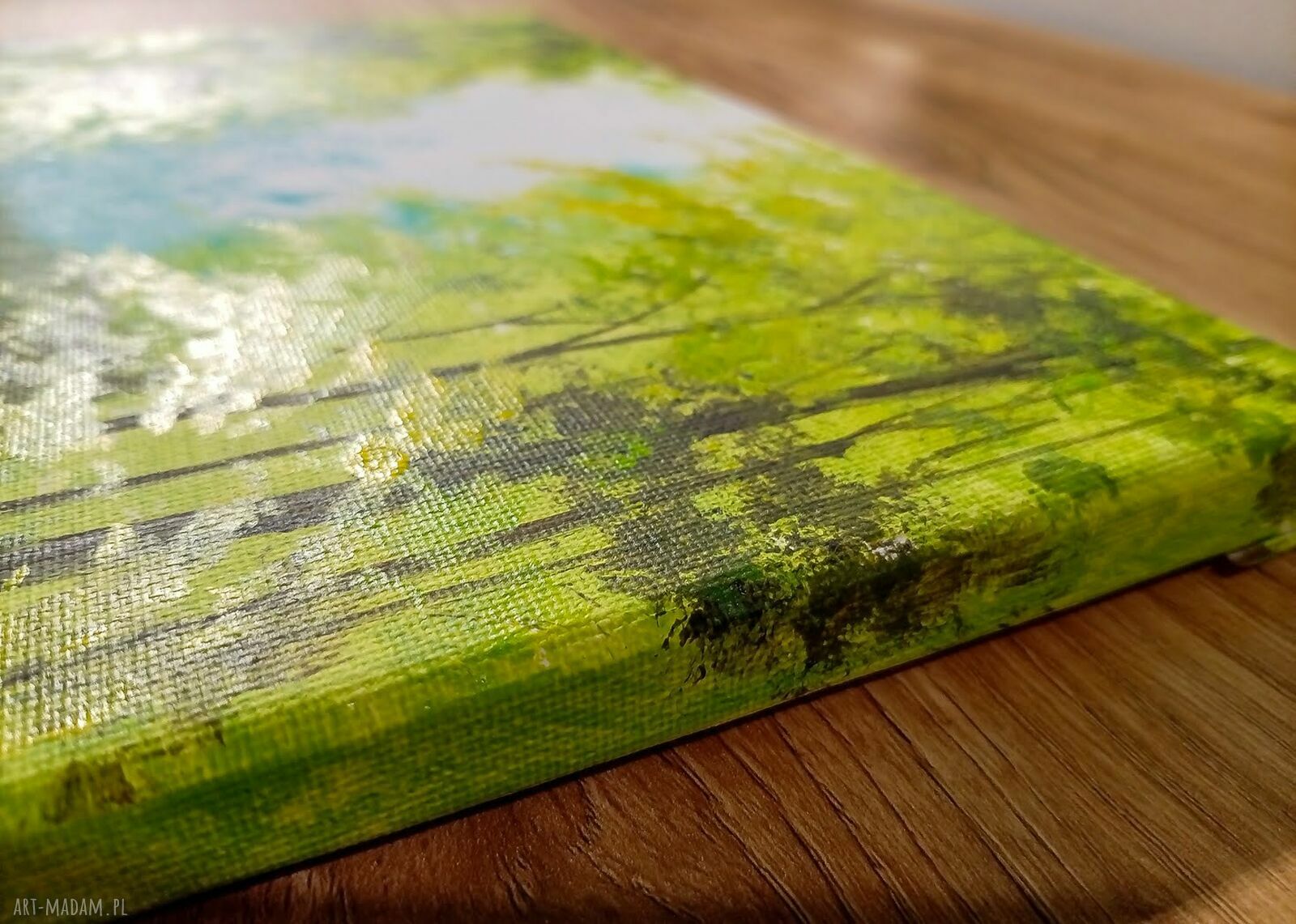 Nastrojowy pejzaż akrylowy „Woda wytchnienia” 40x30 cm (ręcznie malowany)