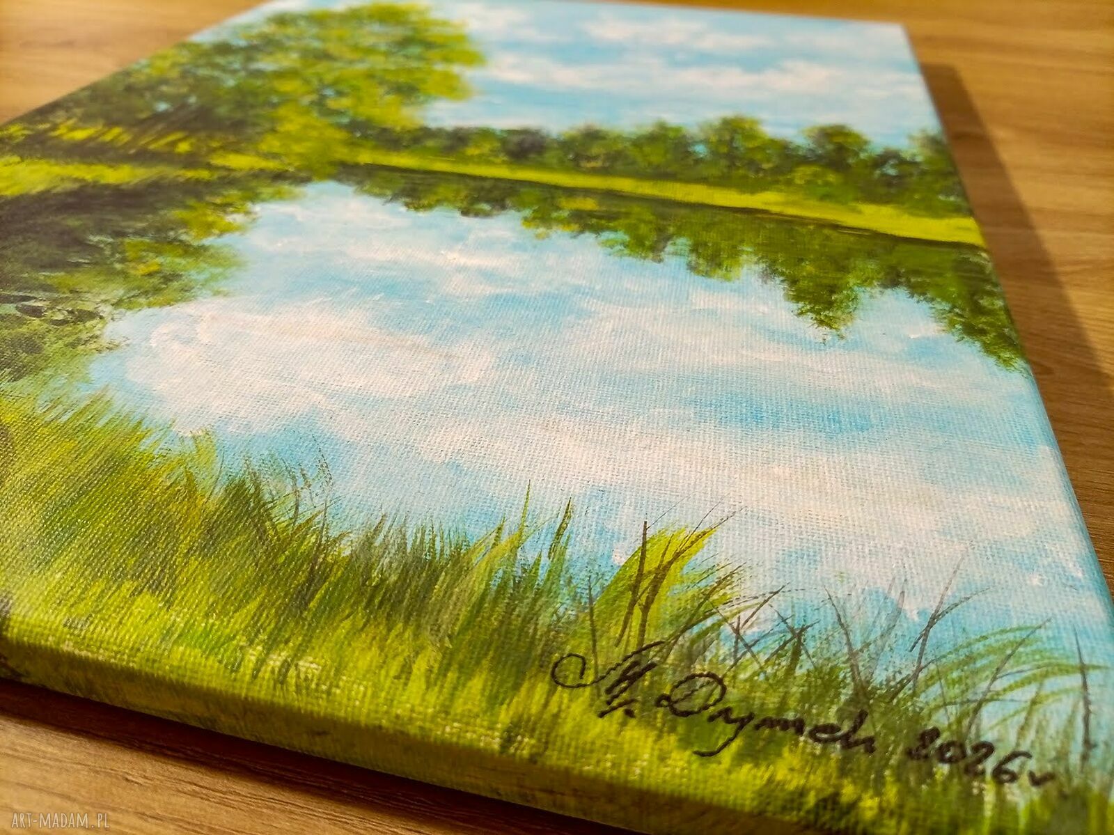 Nastrojowy pejzaż akrylowy „Zwierciadło natury” - obraz na płótnie 40x30