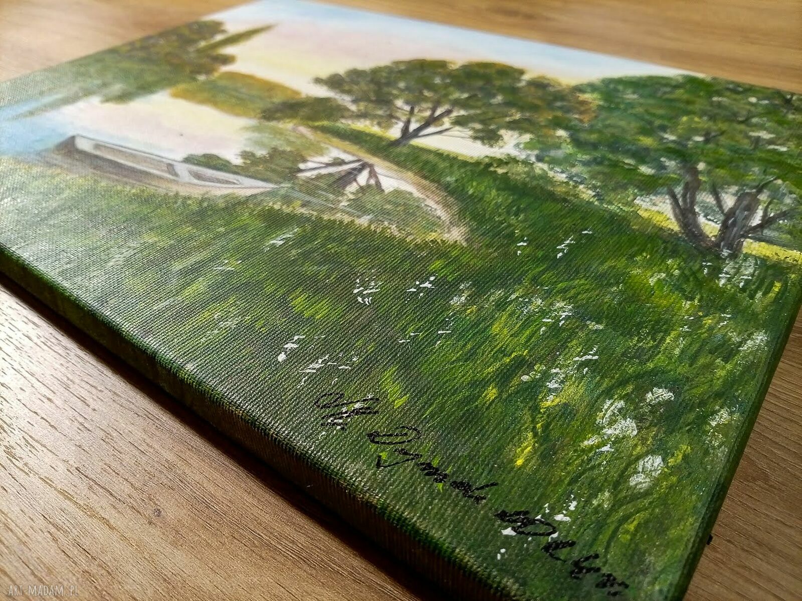 Nastrojowy pejzaż akrylowy „Cicha przystań” 30x40 cm na płótnie