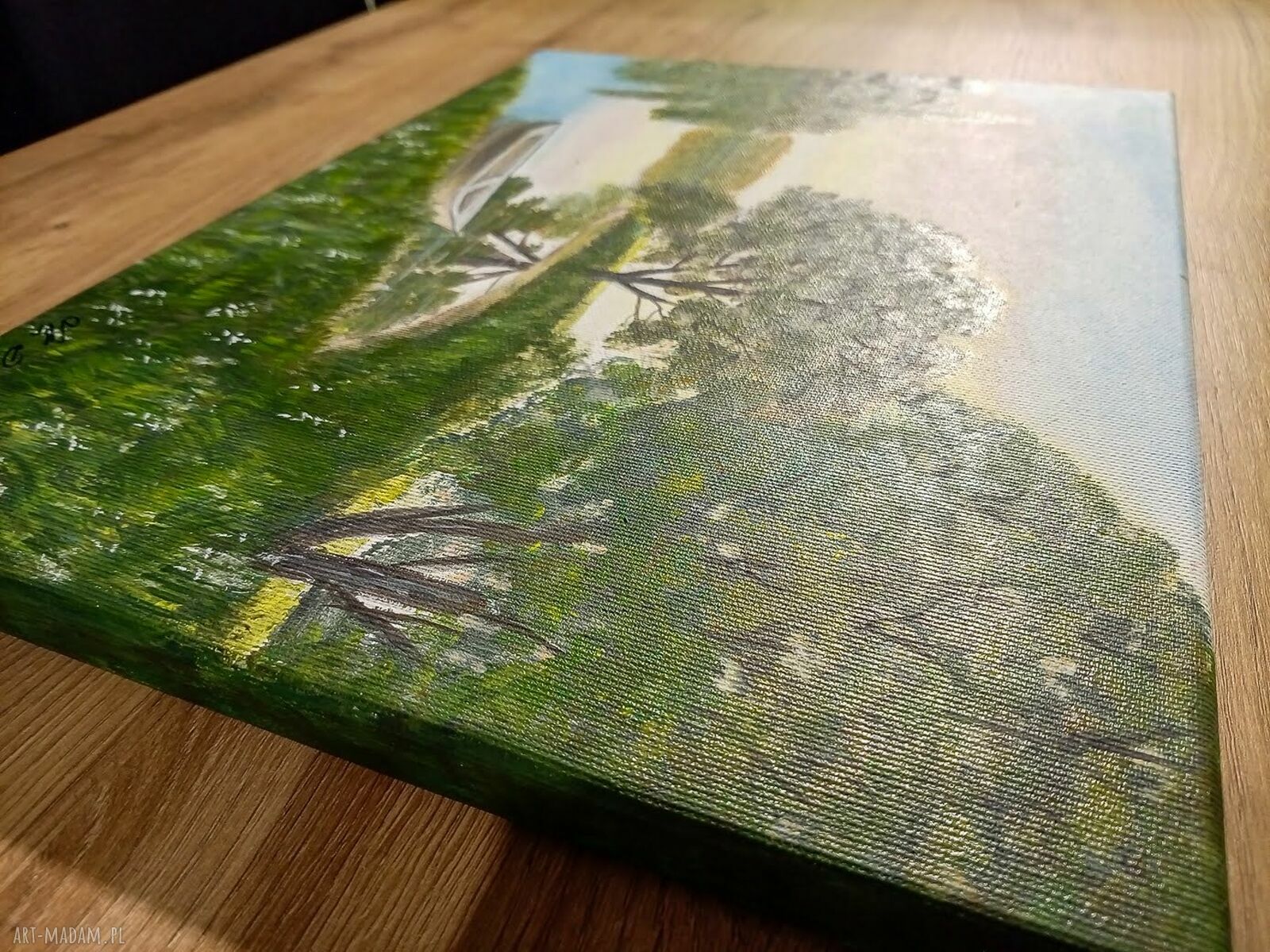 Nastrojowy pejzaż akrylowy „Cicha przystań” 30x40 cm na płótnie