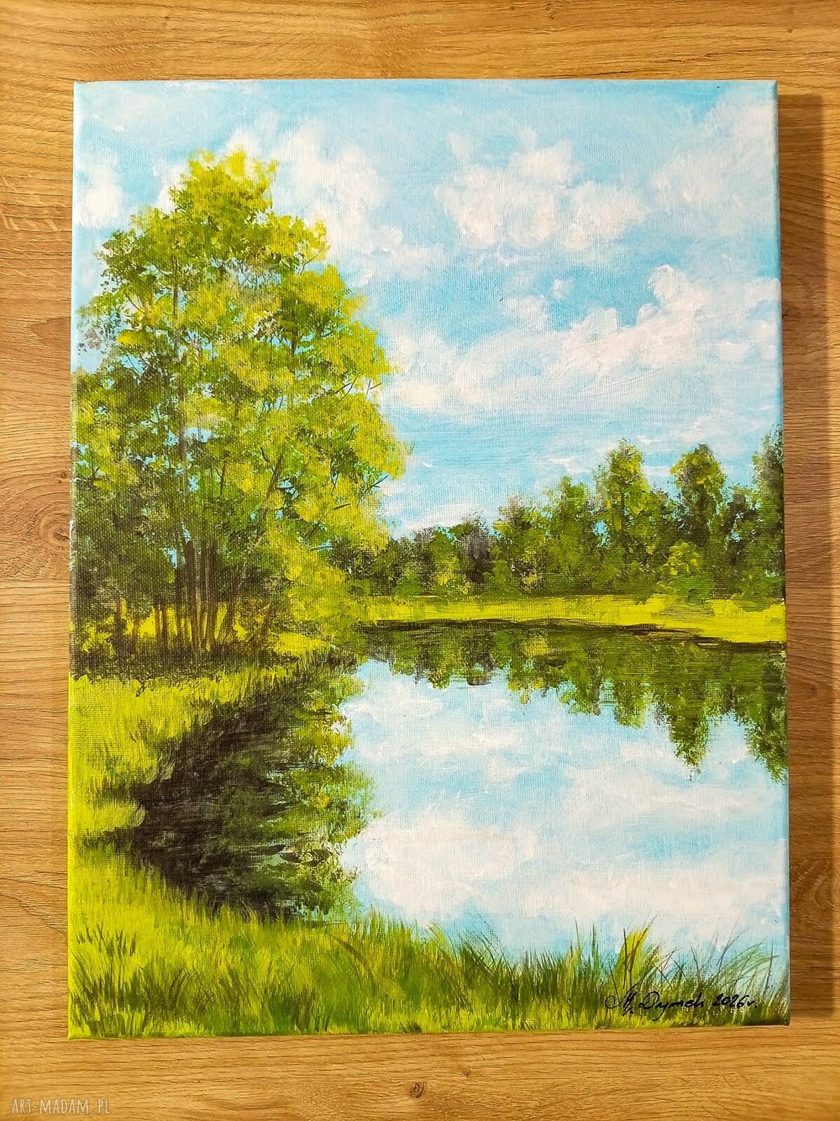 Nastrojowy pejzaż akrylowy „Zwierciadło natury” - obraz na płótnie 40x30