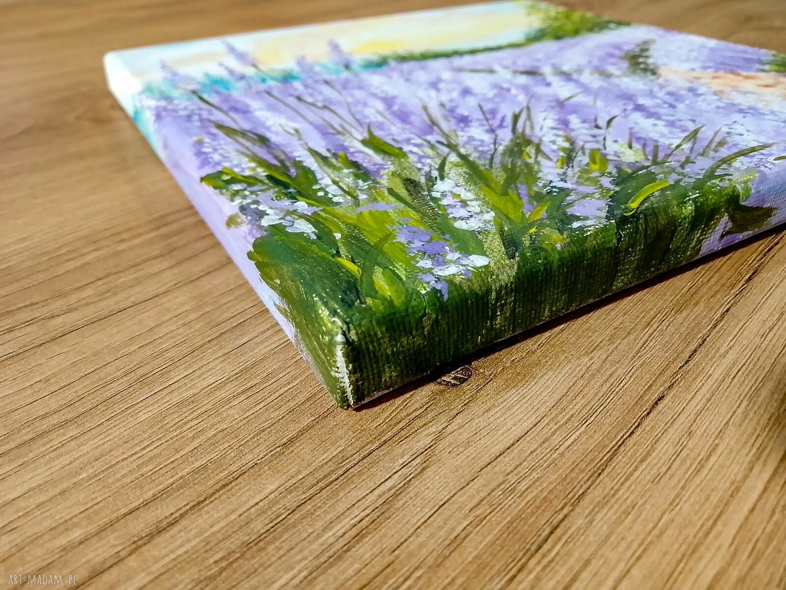 Nastrojowy pejzaż „Prowansalski Poranek” - obraz akrylowy 20x20 cm na płótnie