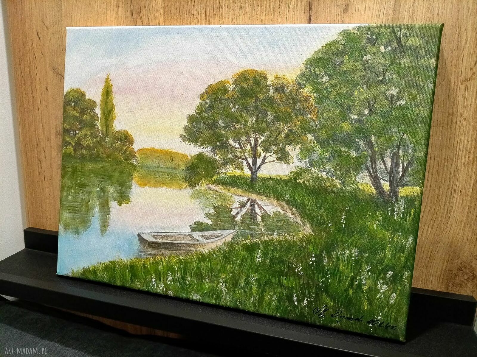 Nastrojowy pejzaż akrylowy „Cicha przystań” 30x40 cm na płótnie