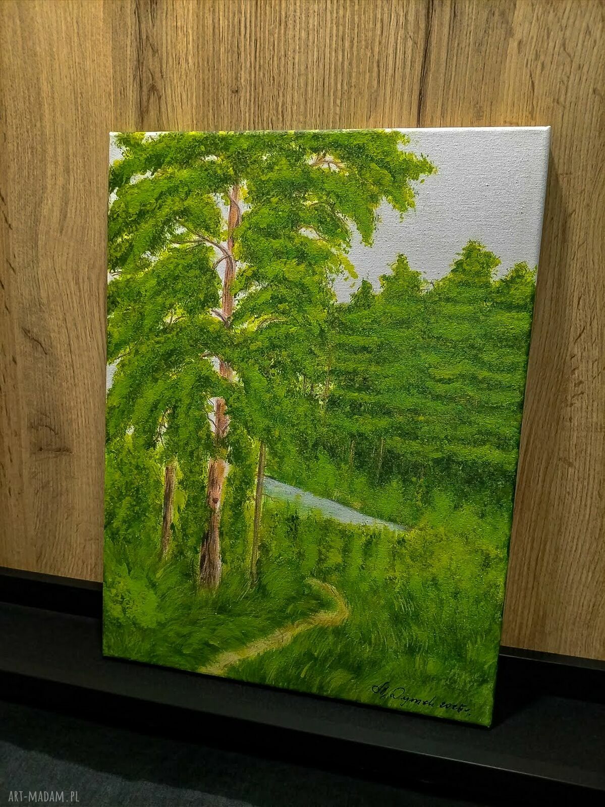 Nastrojowy pejzaż akrylowy „Polną dróżką” 40x30 cm