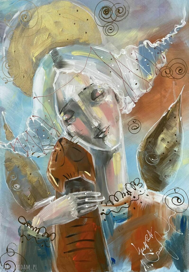Nasz mały sekret - anioł z serduszkiem. Obraz giclee na płótnie Canvas do ciepłego wnętrza