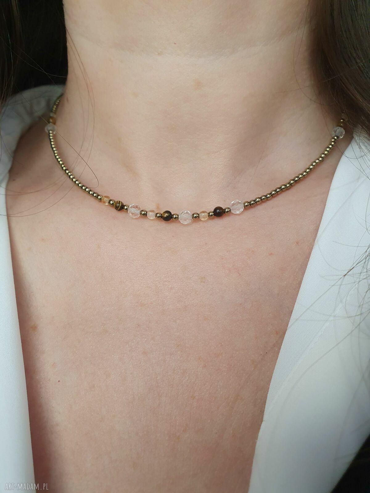 Bliźnięta naszyjnik dla znaku zodiaku - choker z kamieni naturalnych