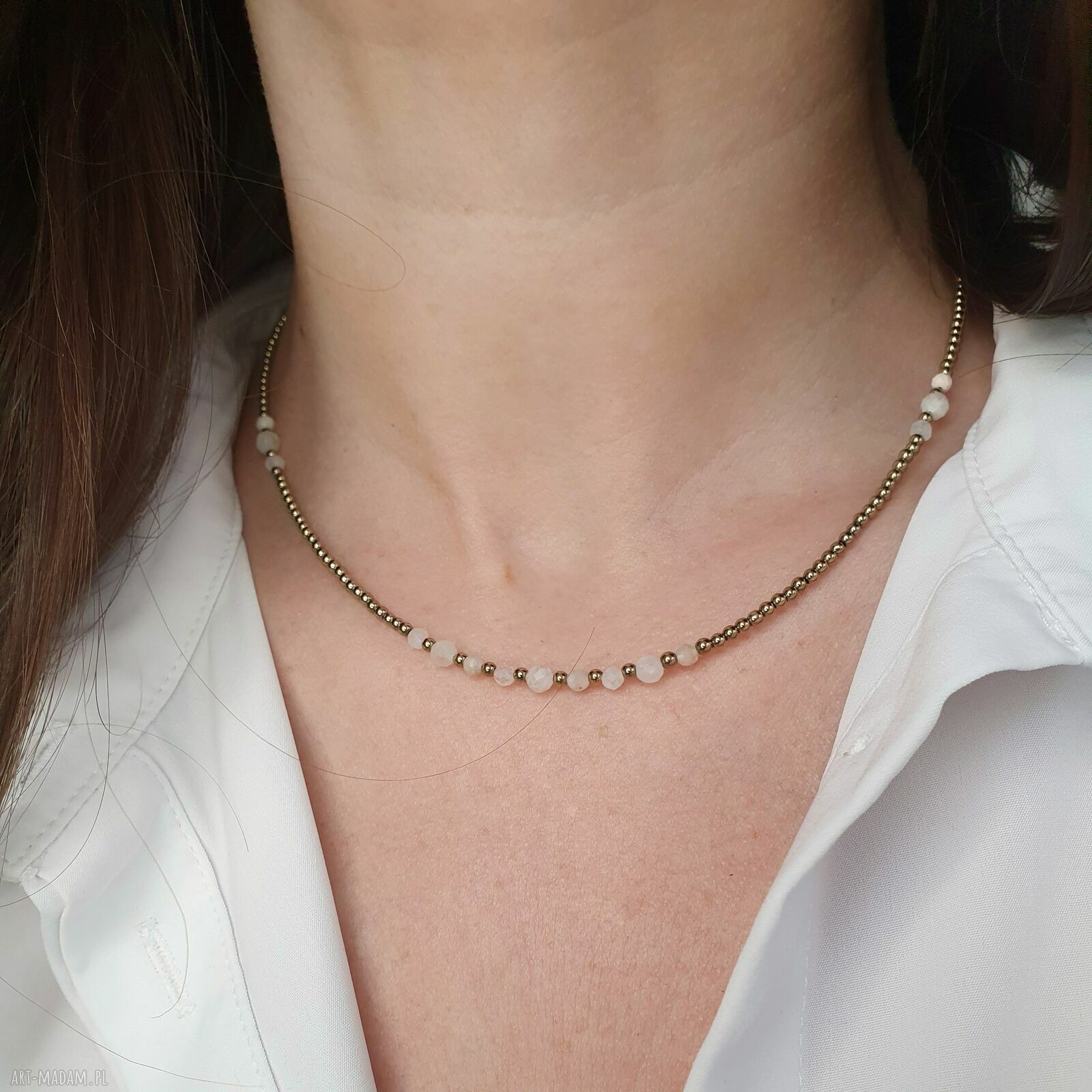 Naszyjnik choker dla Raka z kamieniami naturalnymi i hematytem