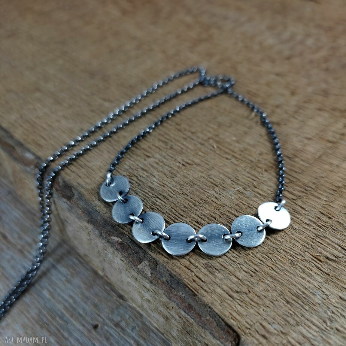 Naszyjnik z oksydowanego srebra 925 - blaszki 8 mm