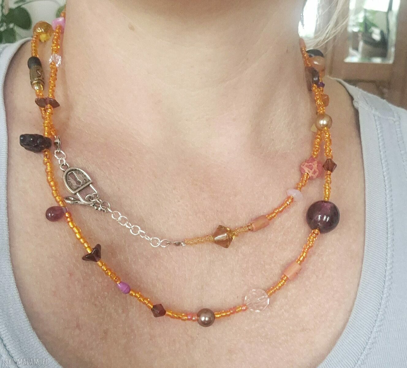 Naszyjnik boho kolorowy duży - dopełnienie codziennej stylizacji, 101 cm