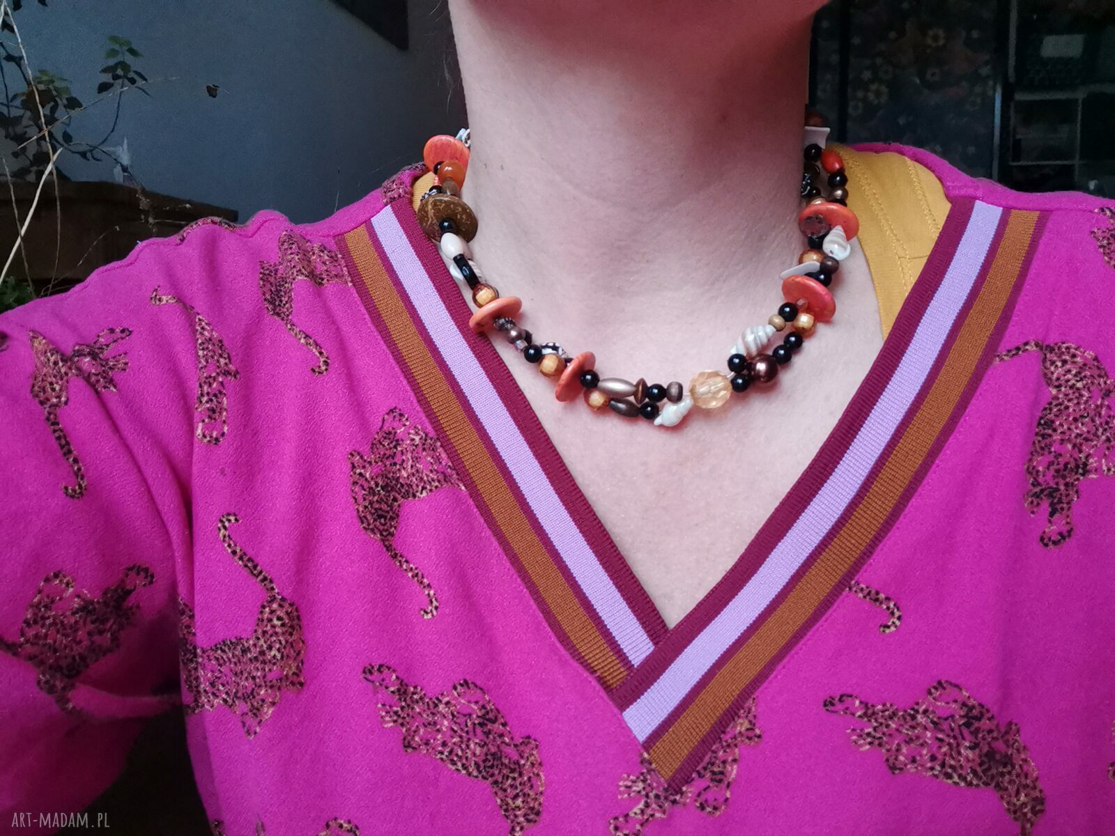 Naszyjnik boho koraliki i muszelki Ruda Klara Frida (box G1)