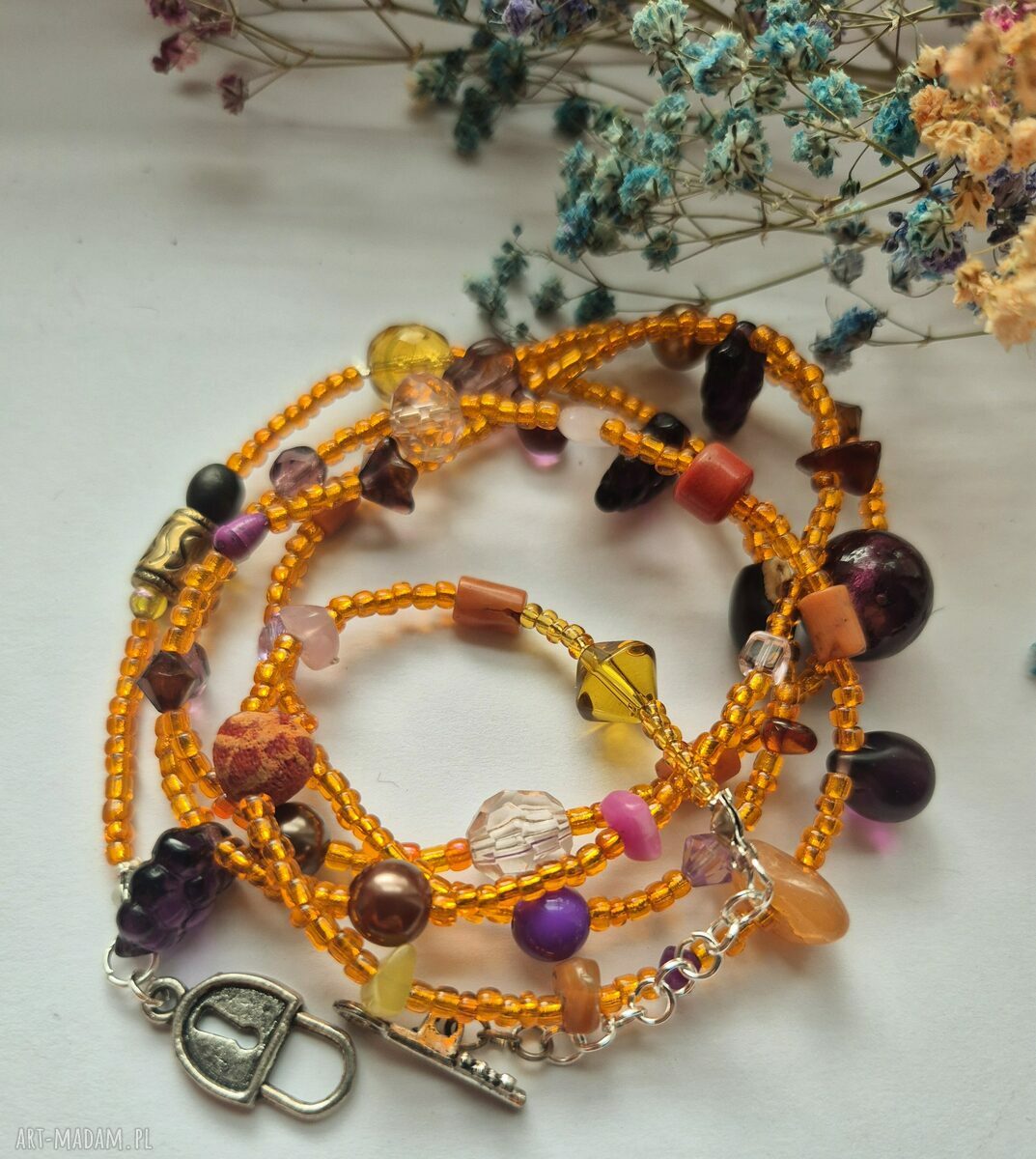Naszyjnik boho kolorowy duży - dopełnienie codziennej stylizacji, 101 cm