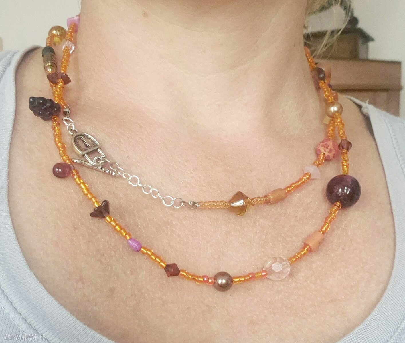 Naszyjnik boho kolorowy duży - dopełnienie codziennej stylizacji, 101 cm