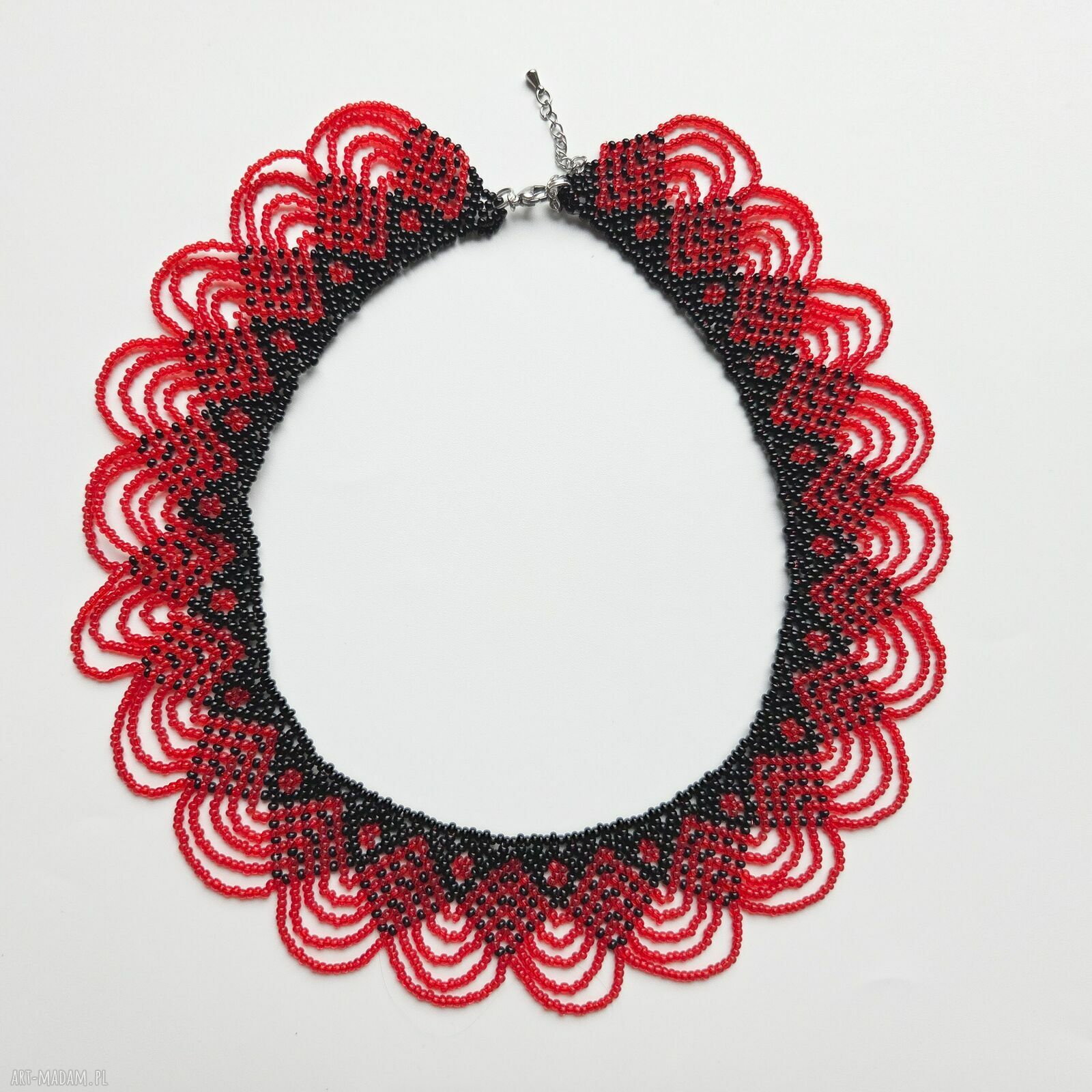 Naszyjnik choker „Mroczna Pokusa” - czerwono-czarna kolia z koralików