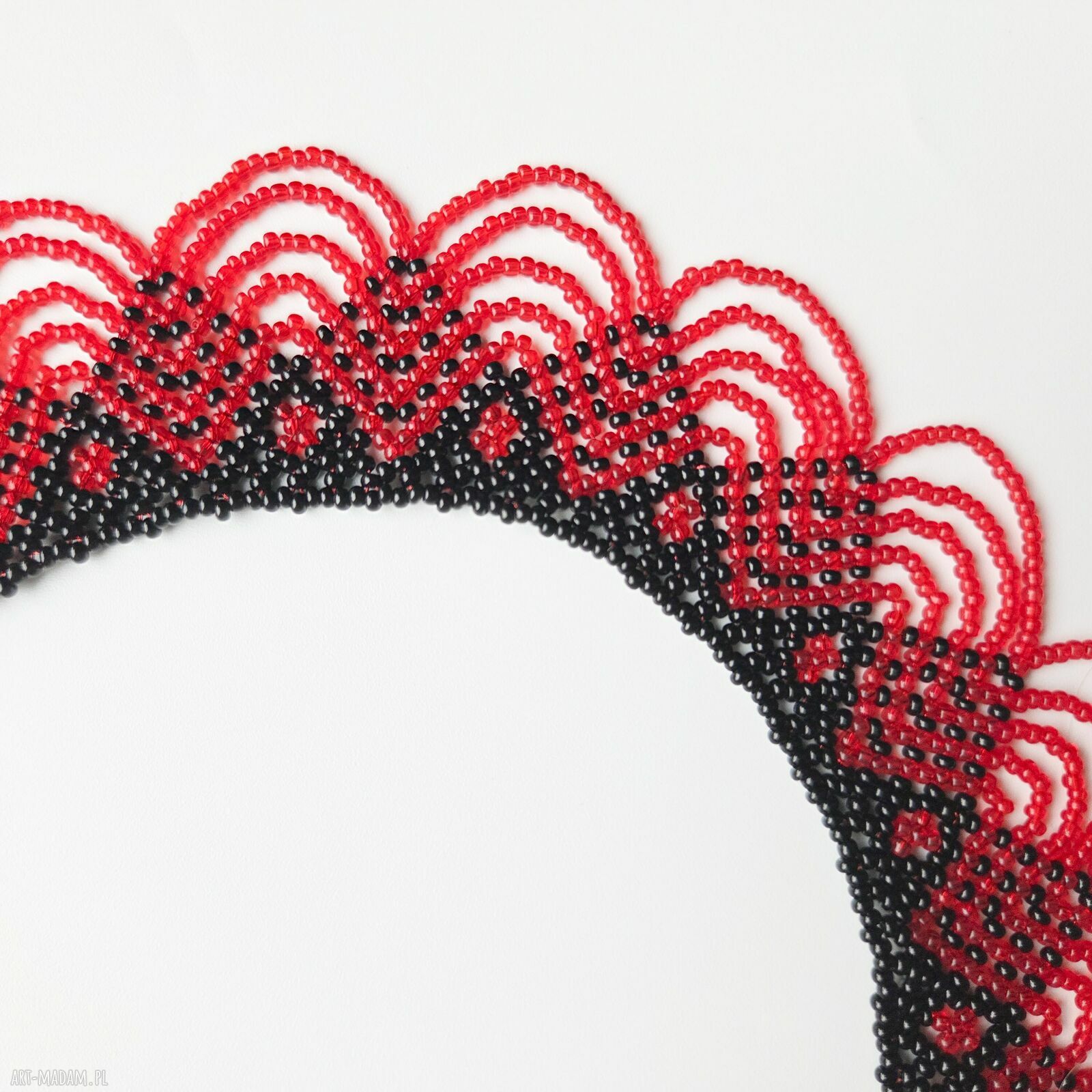Naszyjnik choker „Mroczna Pokusa” - czerwono-czarna kolia z koralików