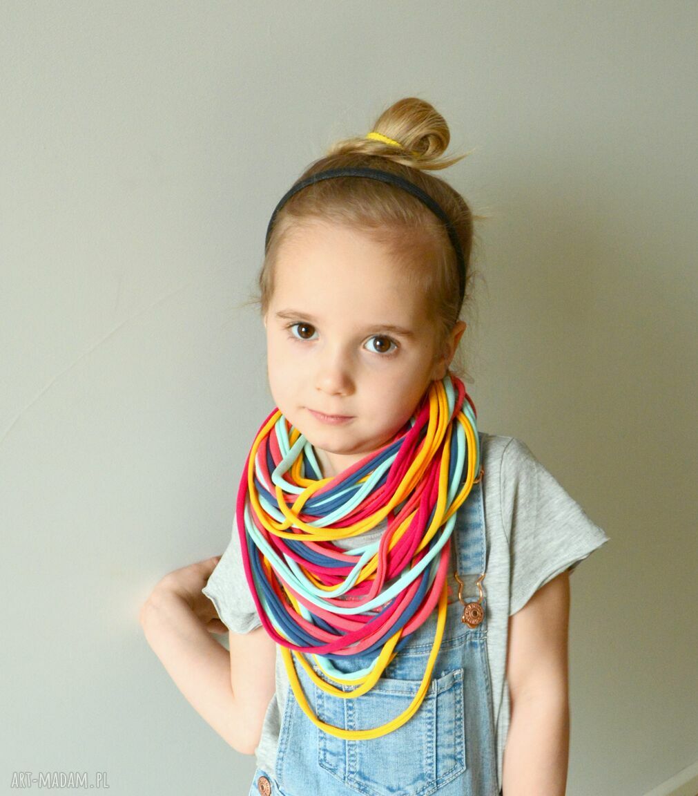 Naszyjnik dzianinowy multikolor bawełna komin szalik wykonany