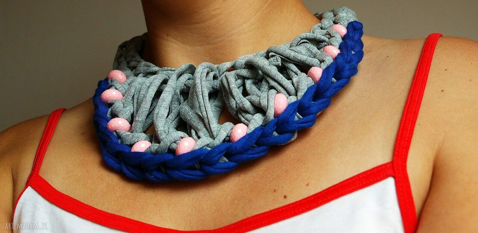 Naszyjnik etno lekkinszyjnik etnonaszyjnik naszyjnikbawełniany